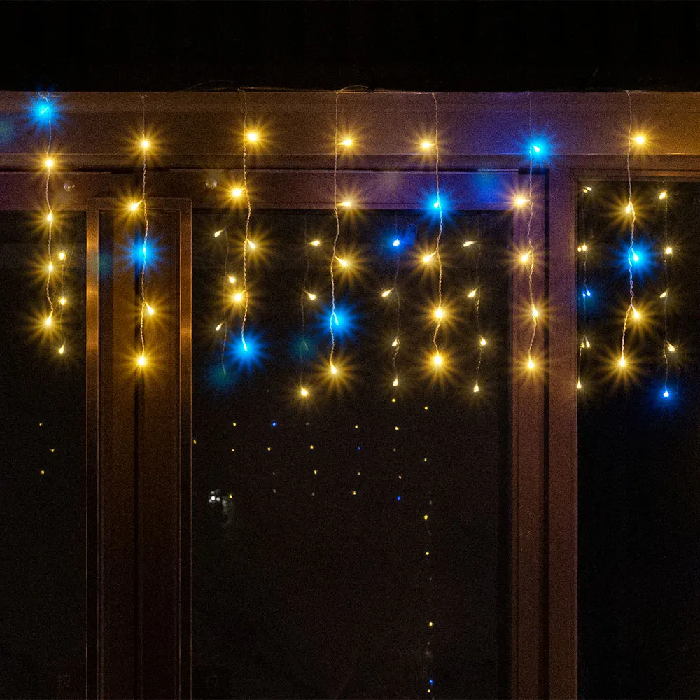 LED 고드름 스트링 조명, 고드름 요정 조명, 크리스마스 새해 파티용 야외 화환, 웨딩 정원 파티오 장식, 6m, 12m
