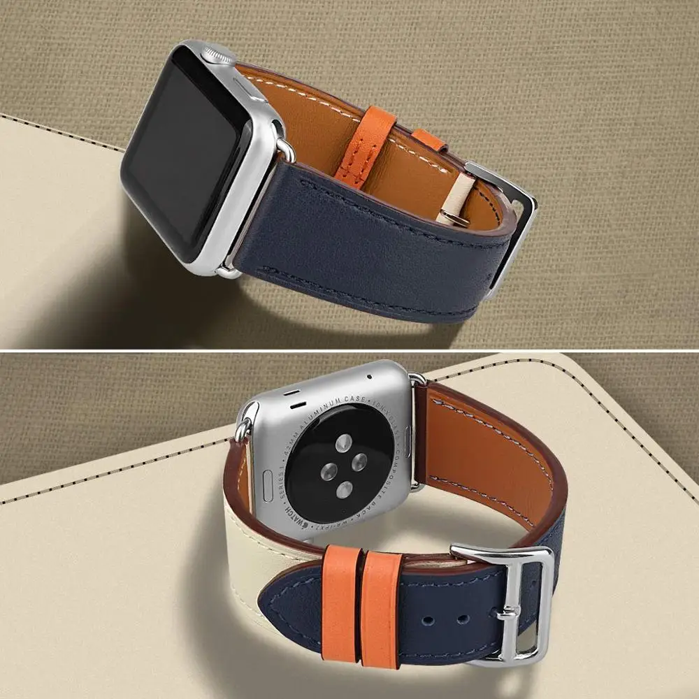 รูปสินค้า สายนาฬิกาหนังแท้ ใส่ได้กับ Apple Watch ทุกรุ่น