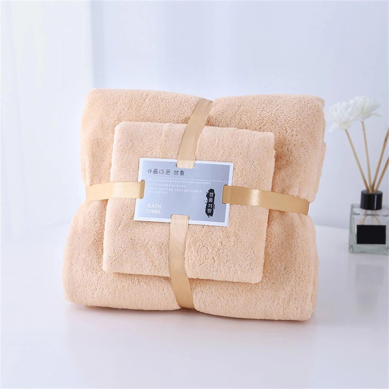 The 2-Piece Ultra Soft Comfortable Absorbent And Skin Friendly Towel Set Includes One 35x75cm Towel And One 70x140cm Bath Towel. bath towels bamboo towel set microfiber towel set
