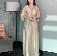 

Loose Long Arabic Dress Moroccan Braids Kaftan Islam Muslim Abaya Party Evening Ramadan Caftan Dubai Saudi Robe