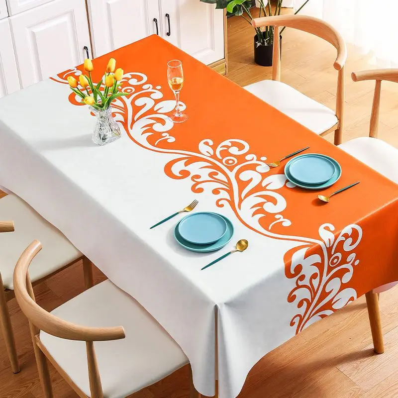 Table Cloth Flower Blooming Garden Waterproof and Oil Resistant Rectangular Ins Tea