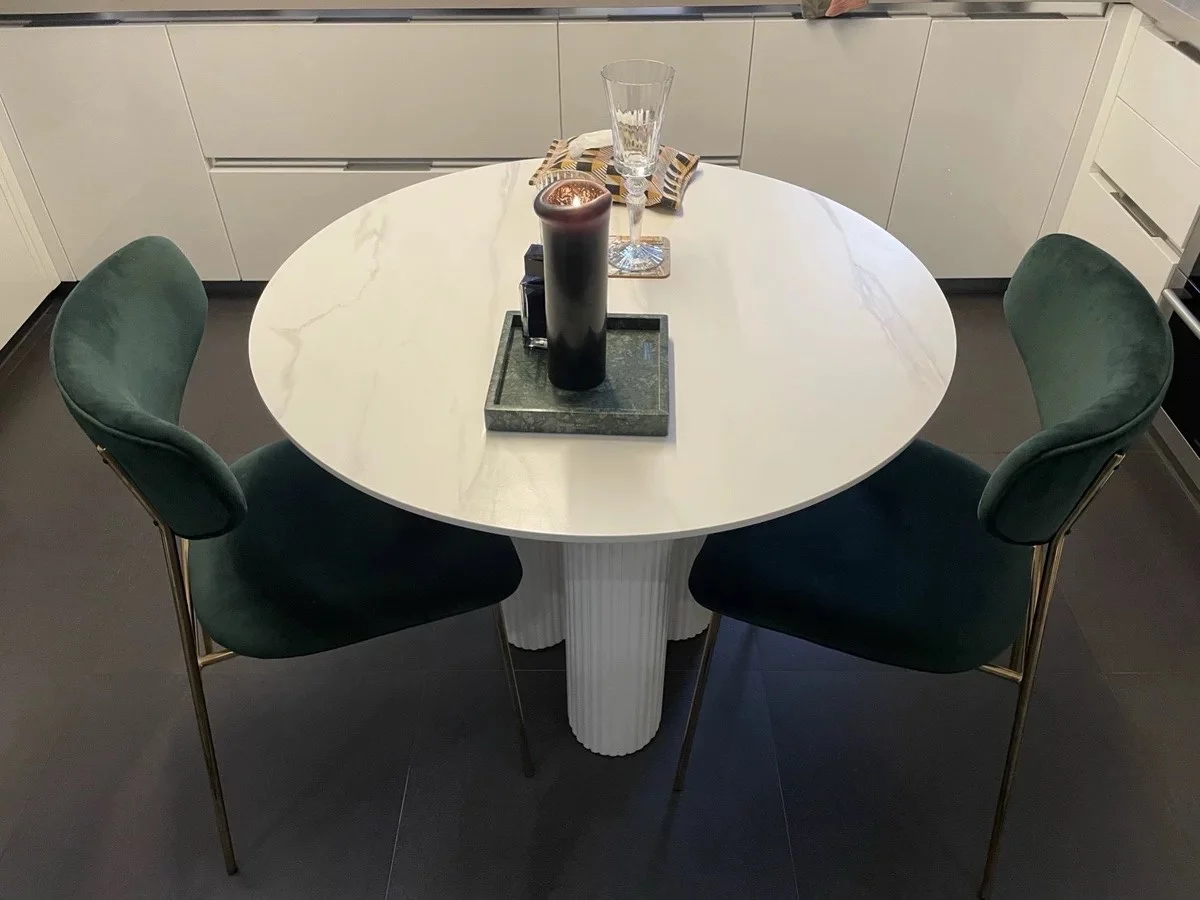 Description Picture 4 of itemNordic Slate Dining Tables Light Luxury Round Table Designer Dining Room Furniture Small Apartment Home Living Room Dining Table