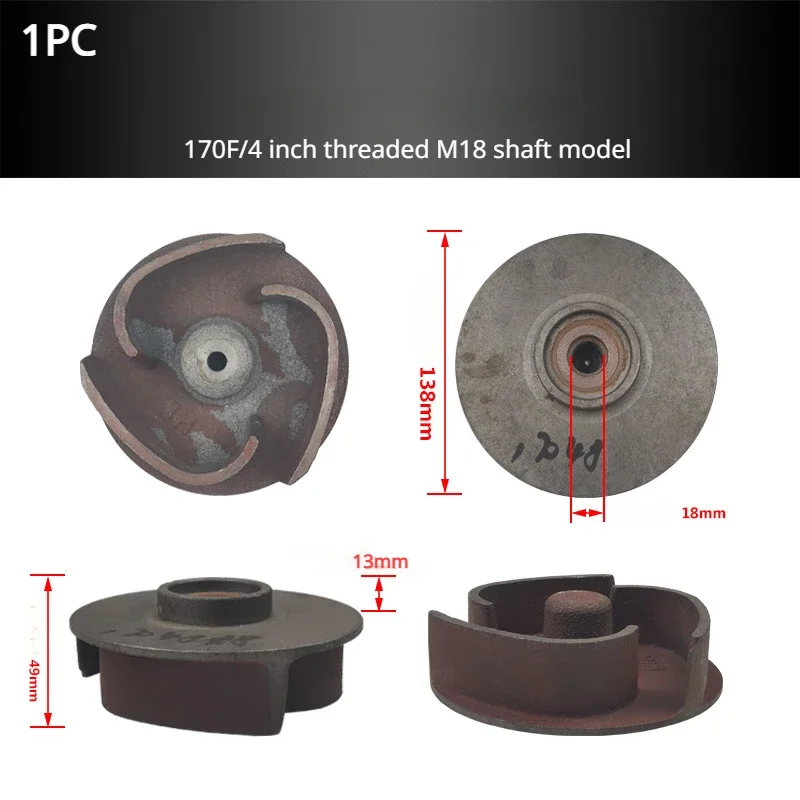 170F Cast Iron Water Pump Impeller Self priming Pump Water Impeller For Gasoline Engine Sewage Blade Centrifugal Parts