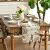 Easter Bunny Egg Carrot Bowknot Leaves Linen Table Runner Party Decor Spring Kitchen Dining Table Runner Easter Decorations 3