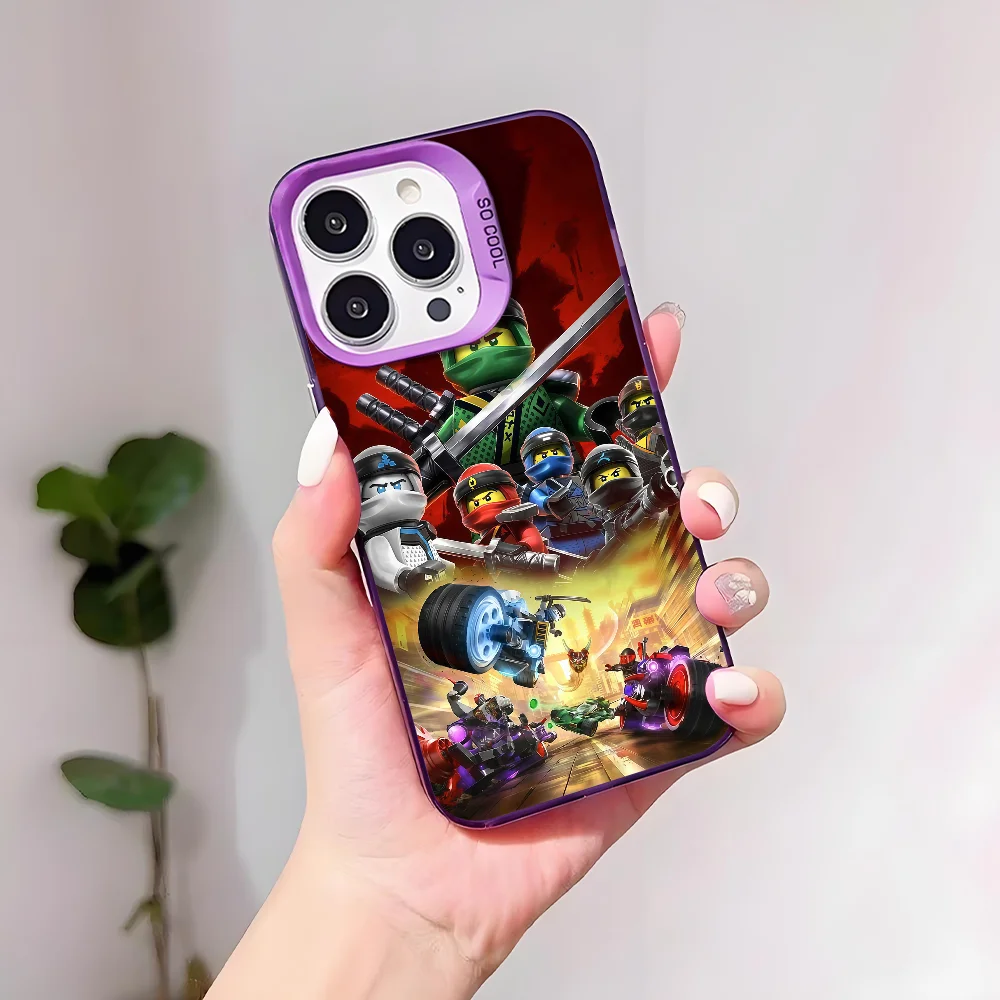 Cartoon phone case For iPhone 17 16 15 14 13 12 11 Pro Max Plus Mini IMD Color Silver Shell Cover N-Ninjago 2