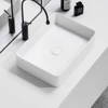 Modern ceramic bathroom container sink, striped design rectangular sink, dressing table sink, suitable for homes and balconies 3