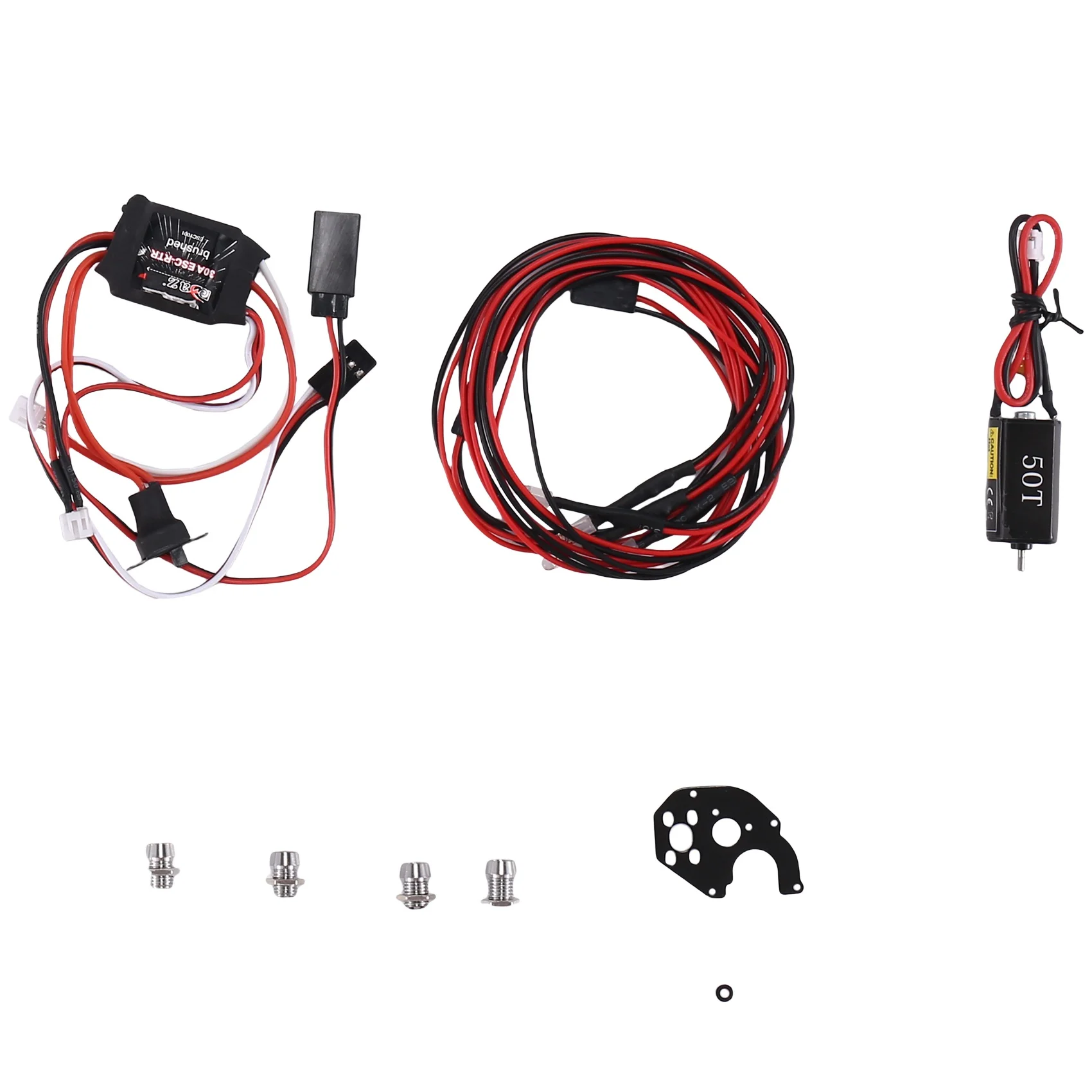 

Щеточный двигатель 050 50T, 30A ESC, 2, белые, 2, красные Φ для Axial SCX24, 1/18, 1/24, 1/28, 1/32, Радиоуправляемая машинка