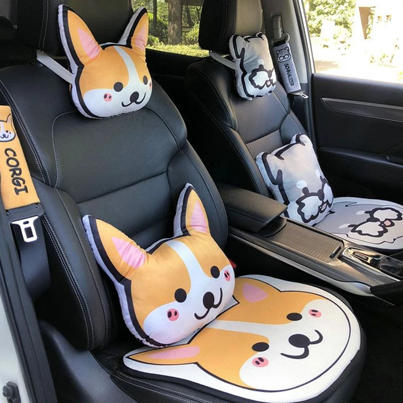 

New Cartoon Headrest Pillow Cute Headrest Cartoon Animal Car Lumbar Support Pillow Creative Car Neck Pillow Car Accessories