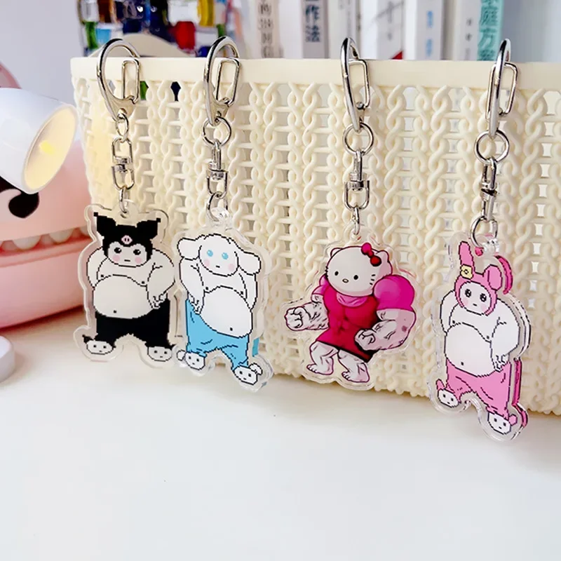 

Sanrio New Funny Fatty Sanrio Keychain Hello Kitty Mymelody Kuromi Cinnamoroll Anime Figures Cartoon Bag Pendant Toys Gifts