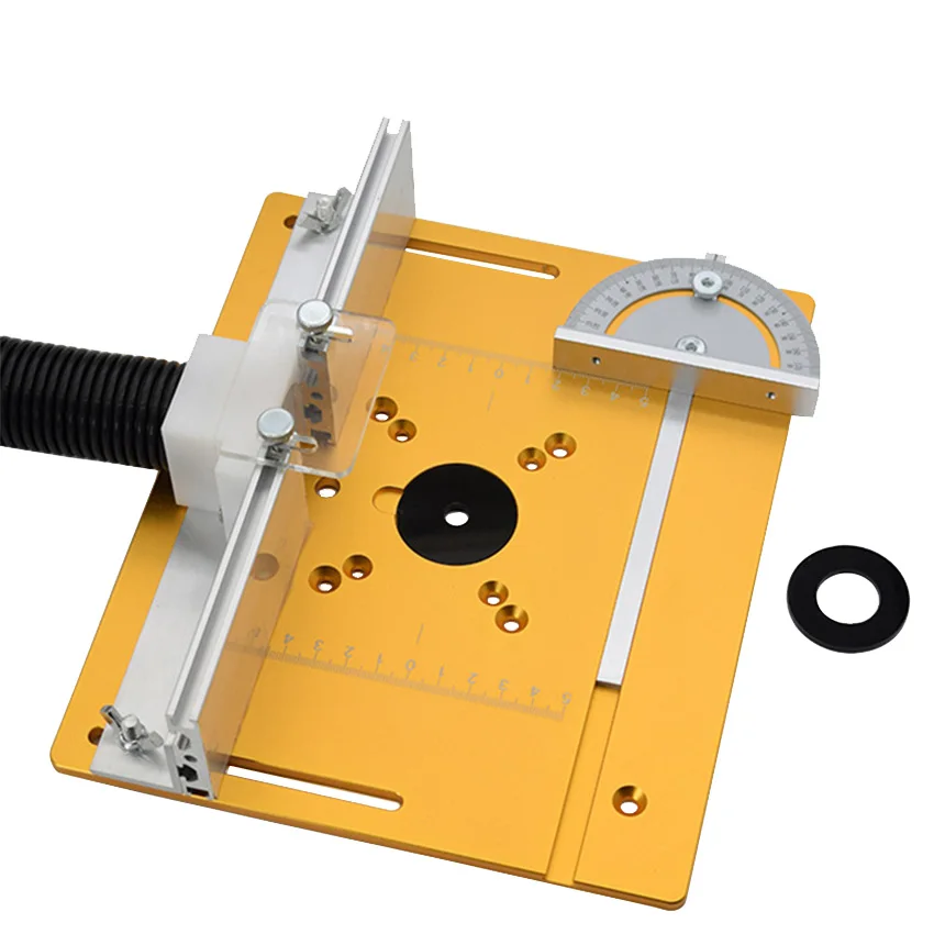 

Aluminum Router Table Insert Plate W/Miter Gauge For Woodworking Benches Table Multifunctional Trimmer Fence Sliding Brackets