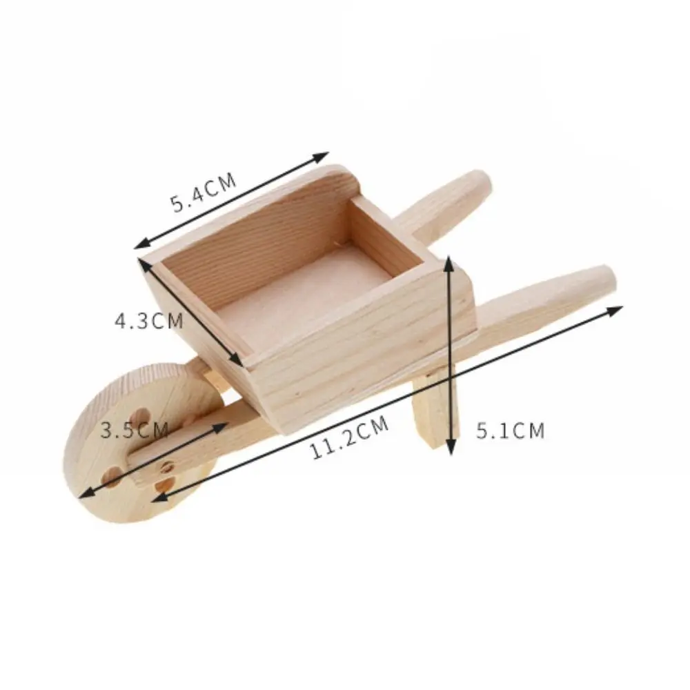New Wooden Mini Cart Doll Houses Wood Color Landscape Carts Decor Child Furniture Decors Kids Toy Miniature