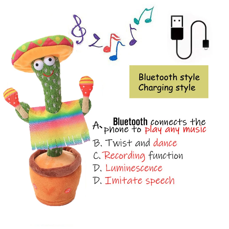 2022 Dancing Cactus Speak Electronic Plush Toys Twisting Singing Dancer Talking Novelty Funny Music Christmas Gifts Bluetooth 