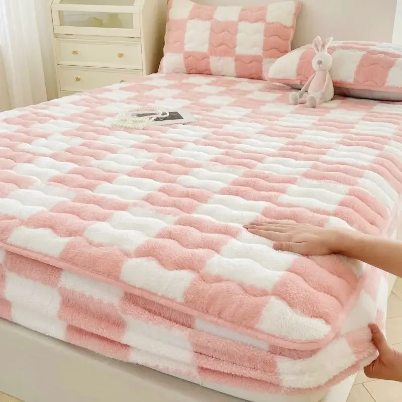 Soybean Antibacterial Cotton Fitted Sheet Arctic Velvet Mattress Cover