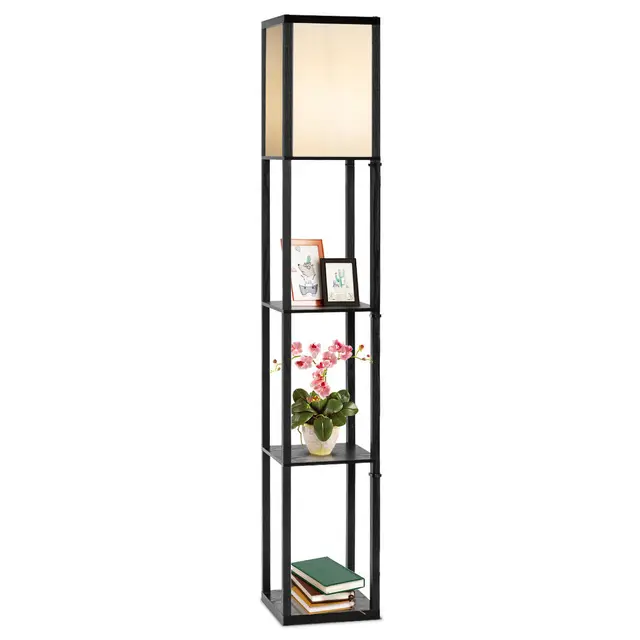 GOFLAME Freestanding Floor Lamp W/ 3-Tier Storage Shelf Narrow Corner Nightstand Light