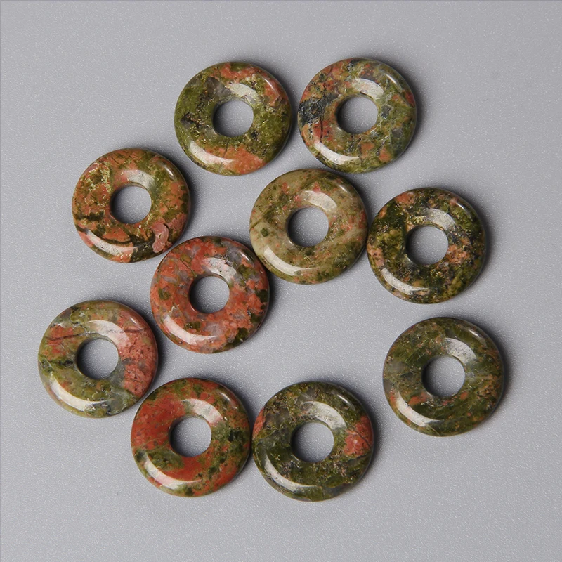 5pcs Natural Big Hole Stone Beads Labradorite Jades Agates Round Donut Pendant For Jewelry Making Earrings Necklace DIY 18CM