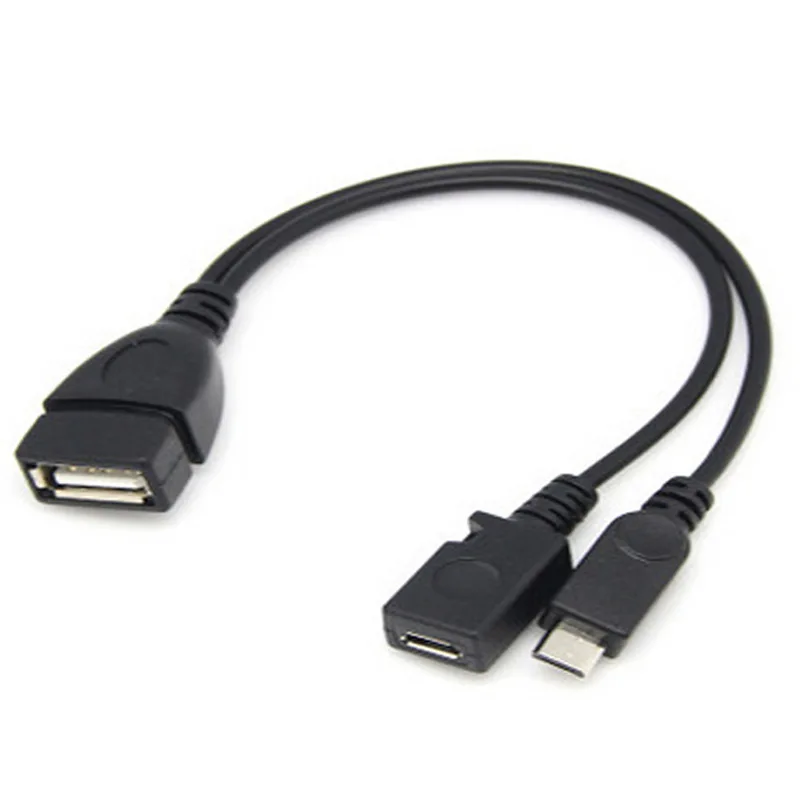1pc 2 In 1 OTG Micro USB Host Power Y Splitter USB Adapter To Micro 5 Pin Male Female Cable