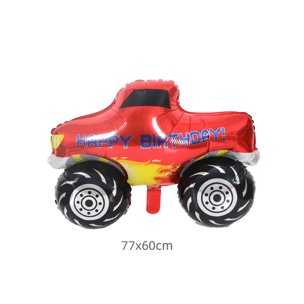 Monster Truck Racing Disposable Tableware Kid Birthday Table Decorations Paper Plate Cup Napkin Monster Truck Wheel Tire Balloon