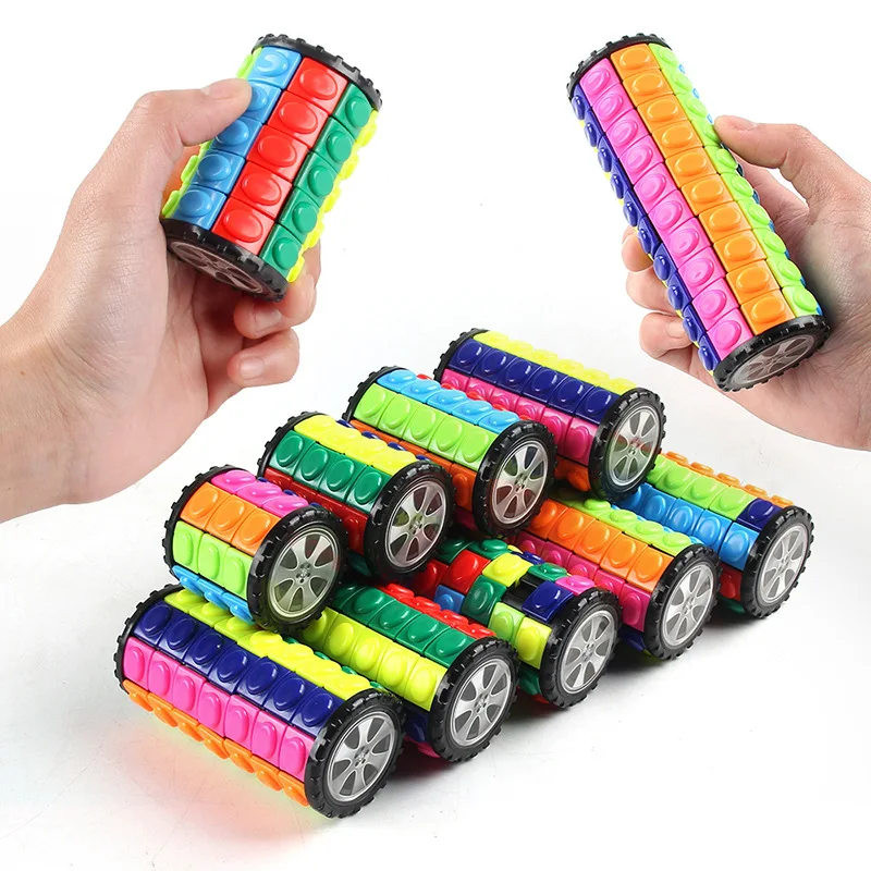 Creative 3D Rotating Slid Cube Puzzle Color Tower Decompression Novel Cube Child Puzzle Toy Parent-child Montessori Prop Gift