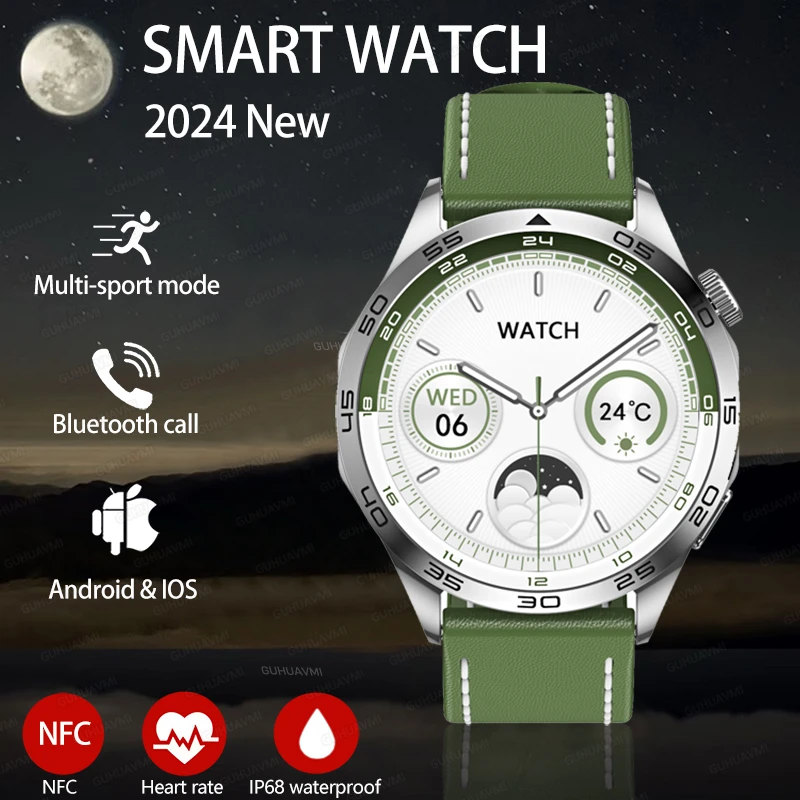 

2024 New Men GT4 Smart Watch NFC 1.43" 466*466 AMOLED Screen Bluetooth Call NFC Smartwatches for Huawei Xiaomi 100+ Sports Modes