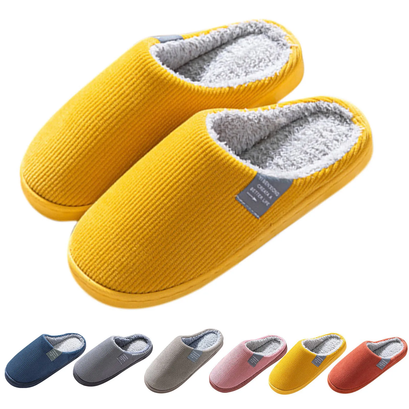 Non Slip Slippers Soft Slippers Autumn Winter Warm Slippers Men Women Couples House Non Slip Soft Shoes Comfort Flat Heel Home Indoor Bedroom Plush Slippers