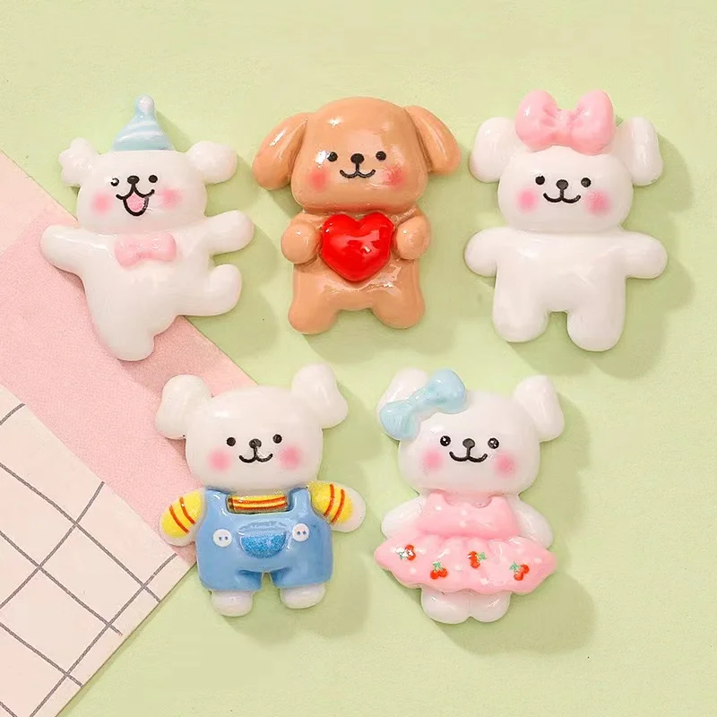 Cute Mini Little Cartoon puppy Flat Back Home Decor Parts Embellishments cartoon puppy decorations for Hair Bows Accessories 10Pcs