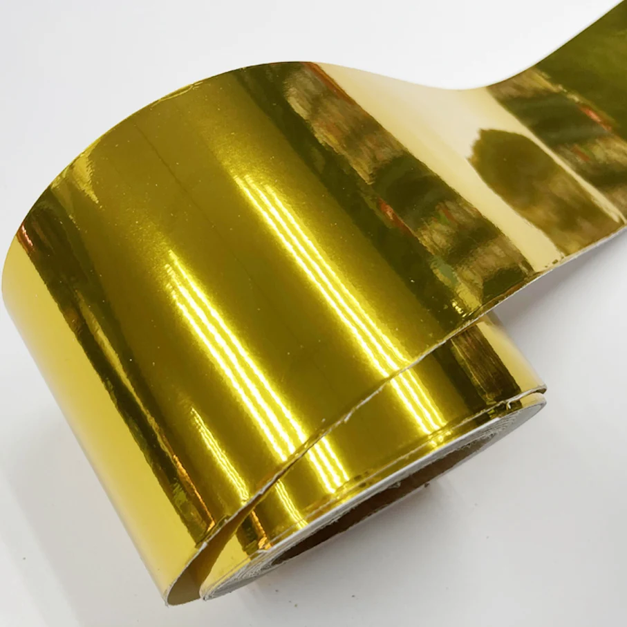 gritoroページ ＋シール２枚 10cm Width Premium Glossy Chrome Mirror Gold Vinyl Wrap