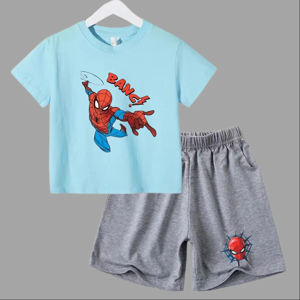 thumbnail image 1 of Conjunto de verano de Marvel Spider-Man para bebé adolescente, camiseta para niño, pantalones cortos, conjunto de 2 piezas, ropa deportiva de manga corta para niño y niña, marca de dibujos animados pa, 1 of 5