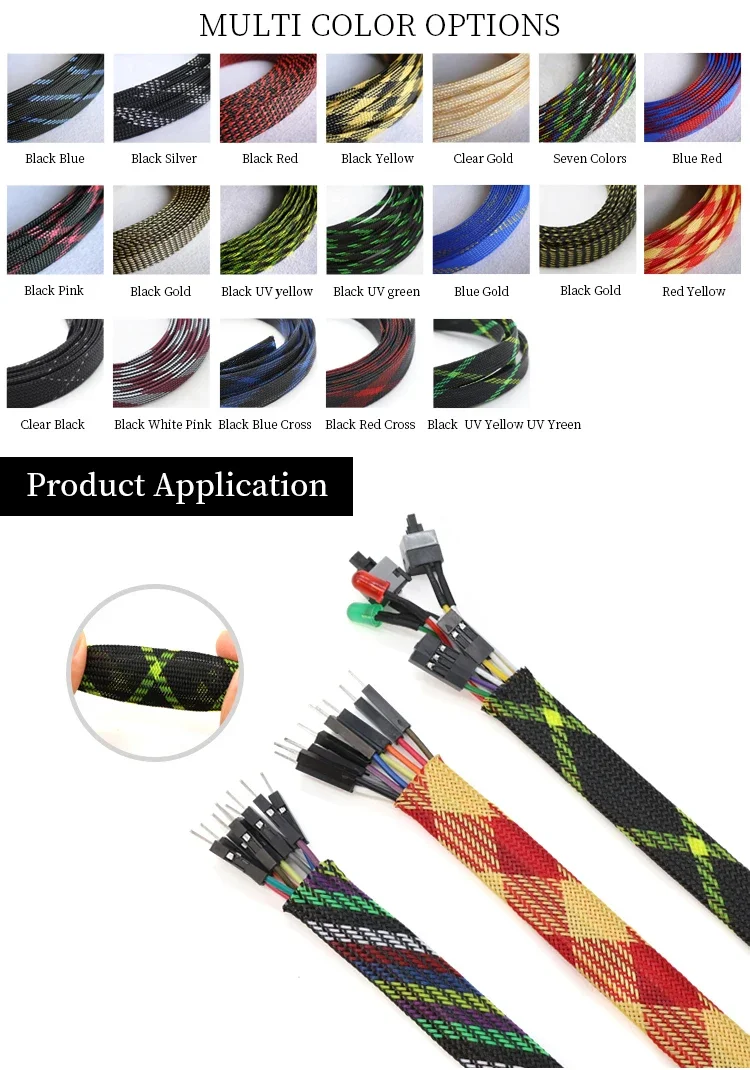 Description Picture 4 of item1Meter PET Expandable Cable Sleeve 2mm ~ 40mm Tight Braided High Density Hardness Insulate Line Protect Wire Wrap Gland Sheath