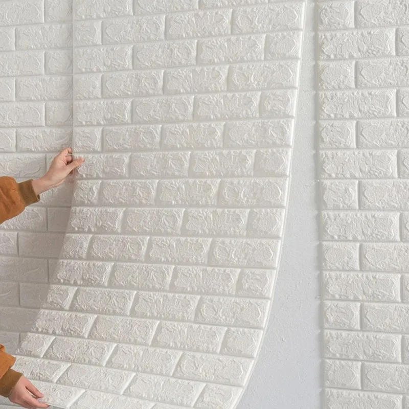 70cm*1m 3D Brick Pattern Wall Panels Wallpaper DIY Waterproof for Living Room Bedroom Kitchen Background Wall Decoration 3