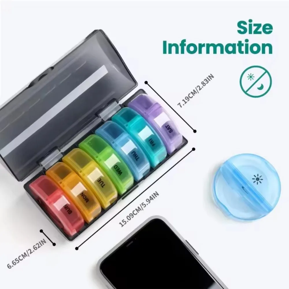Compact 7-Day Travel Pill Organizer with Daily Medication Compartments