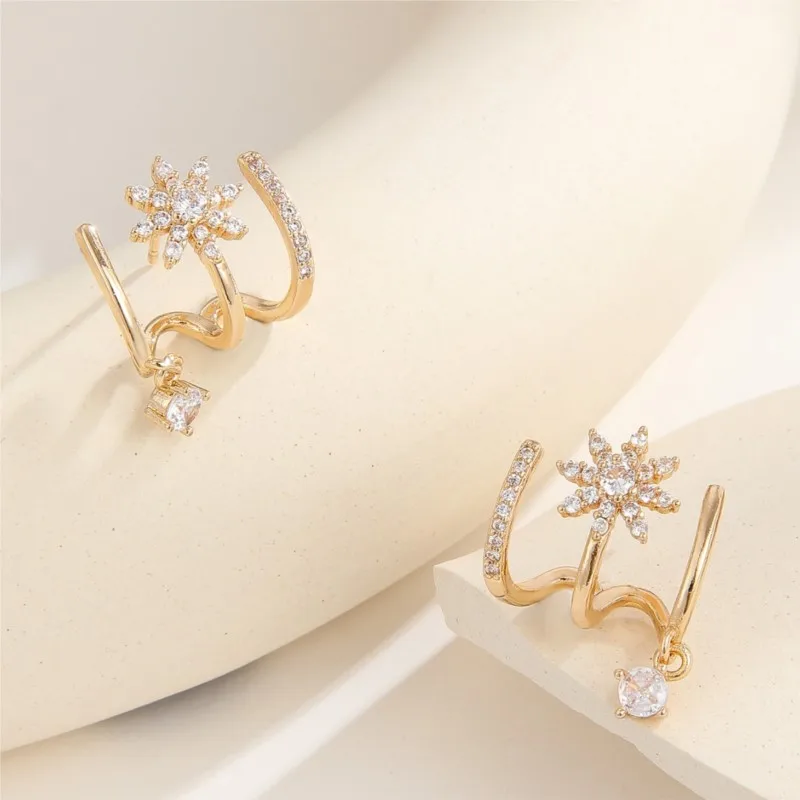 Micro Sparkling Zircon Stars Shape Stud Earrings for Women Trendy Temperament Earring Party Jewelry