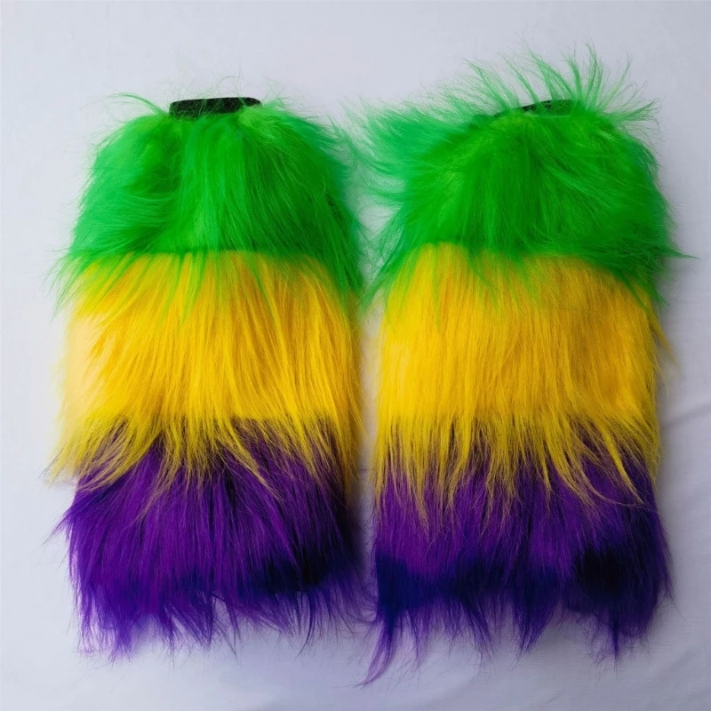 

Марди Гра пушистые плюшевые гетры ирландский карнавал вечерние красочные нечеткие манжеты для ботинок