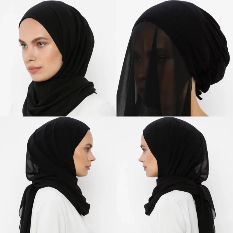 Plain Color Chiffon Muslim Hijab 70*180cm Hijabs for Woman Hijab Femme Musulman Shawls Scarf Women Solid Color Head Wraps