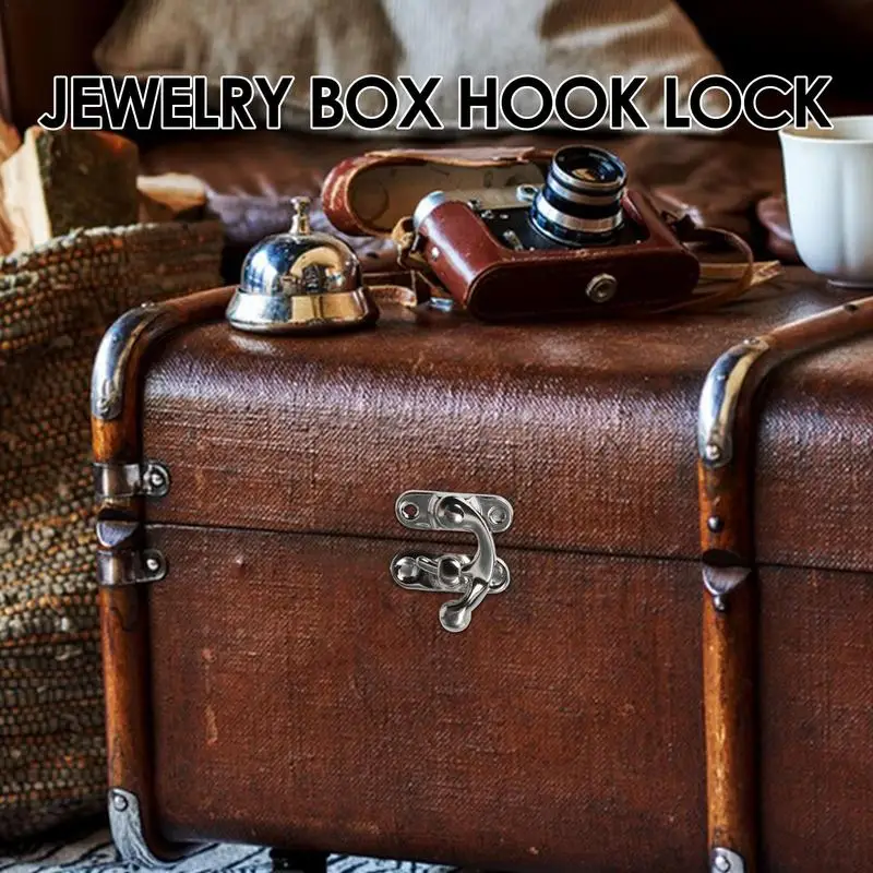 Wood Jewelry Box Hook Clasp 2pcs Retro Antique Box Trigger Latch Lock Vintage Style Left And Right Hook Latch For Jewelry