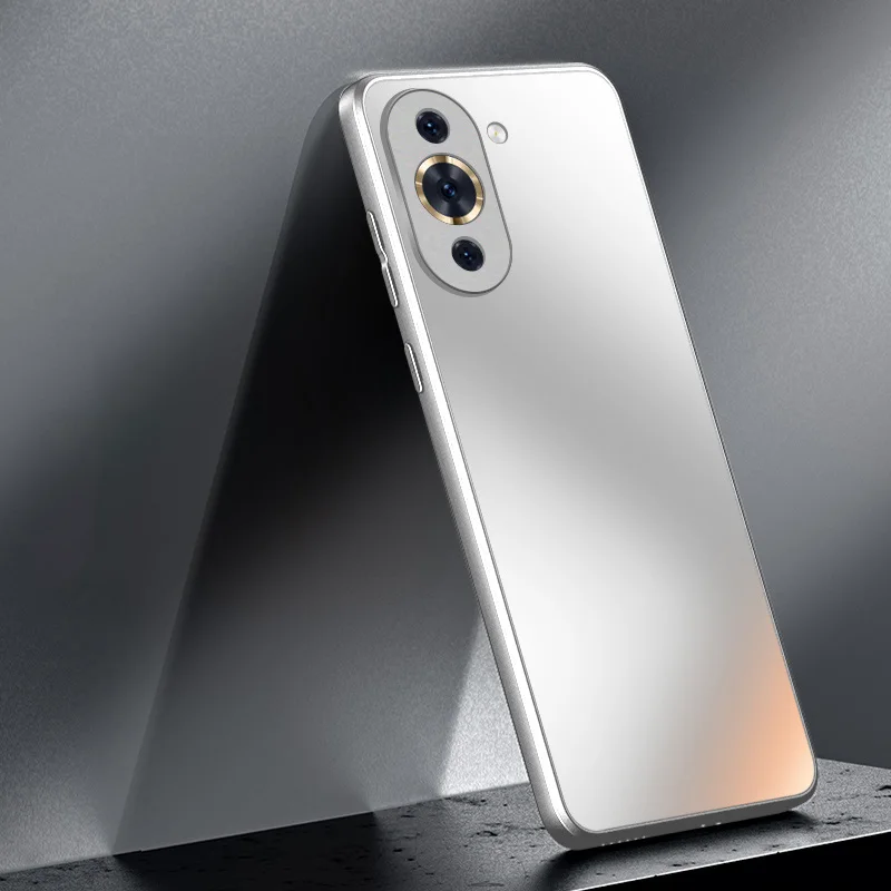 Luxury Reflective Silicone Matte Glass Case with Frosted Camera Lens Protection