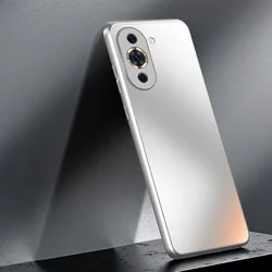 Luxury Reflective Silicone Matte Glass Case with Frosted Camera Lens Protection for Nova 11 Pro (Silver)
