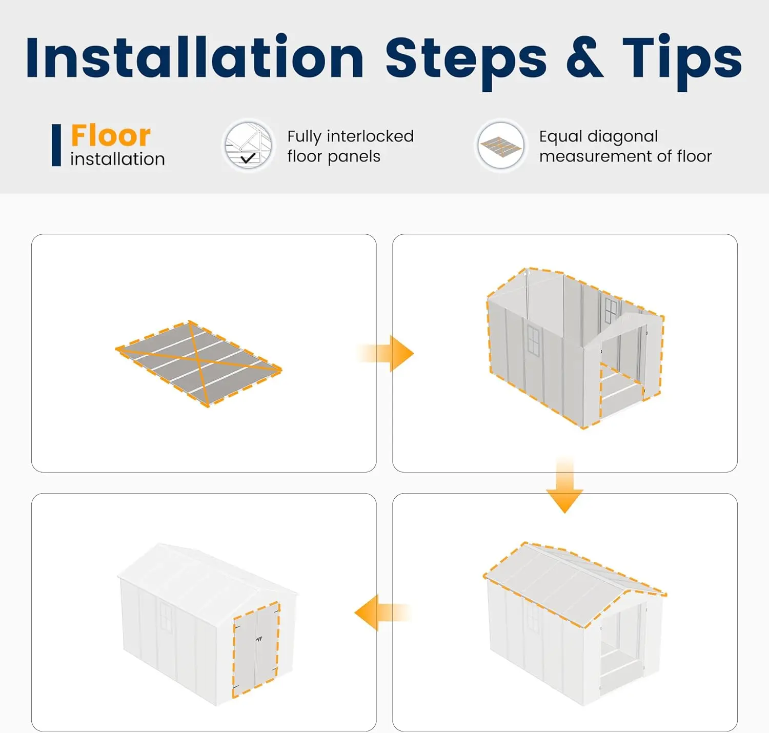 Resin Storage Shed 8 x 10 FT, Outdoor Garden Sheds with Floor Plastic Patio Outdoor Storage with Lockable Door for Bike