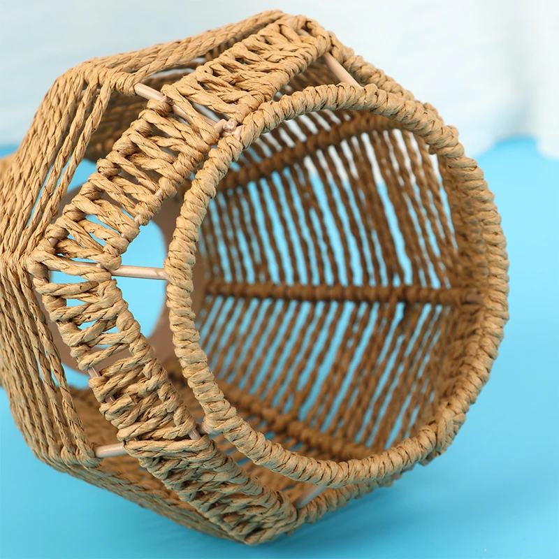 Description Picture 3 of itemNew 1PC Hand Weave Lampshade Rattan Hanging Lamp Shade Cafe Hotel Light Cover Ceiling Pendant Fixture For Home Restaurant Decors