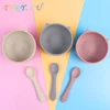 TYRY.HU 2pcs Silicone Baby Feeding Bowl Set Baby Learning Dishes Suction Bowl Set silicone Spoon Children Tableware Baby Stuff 3
