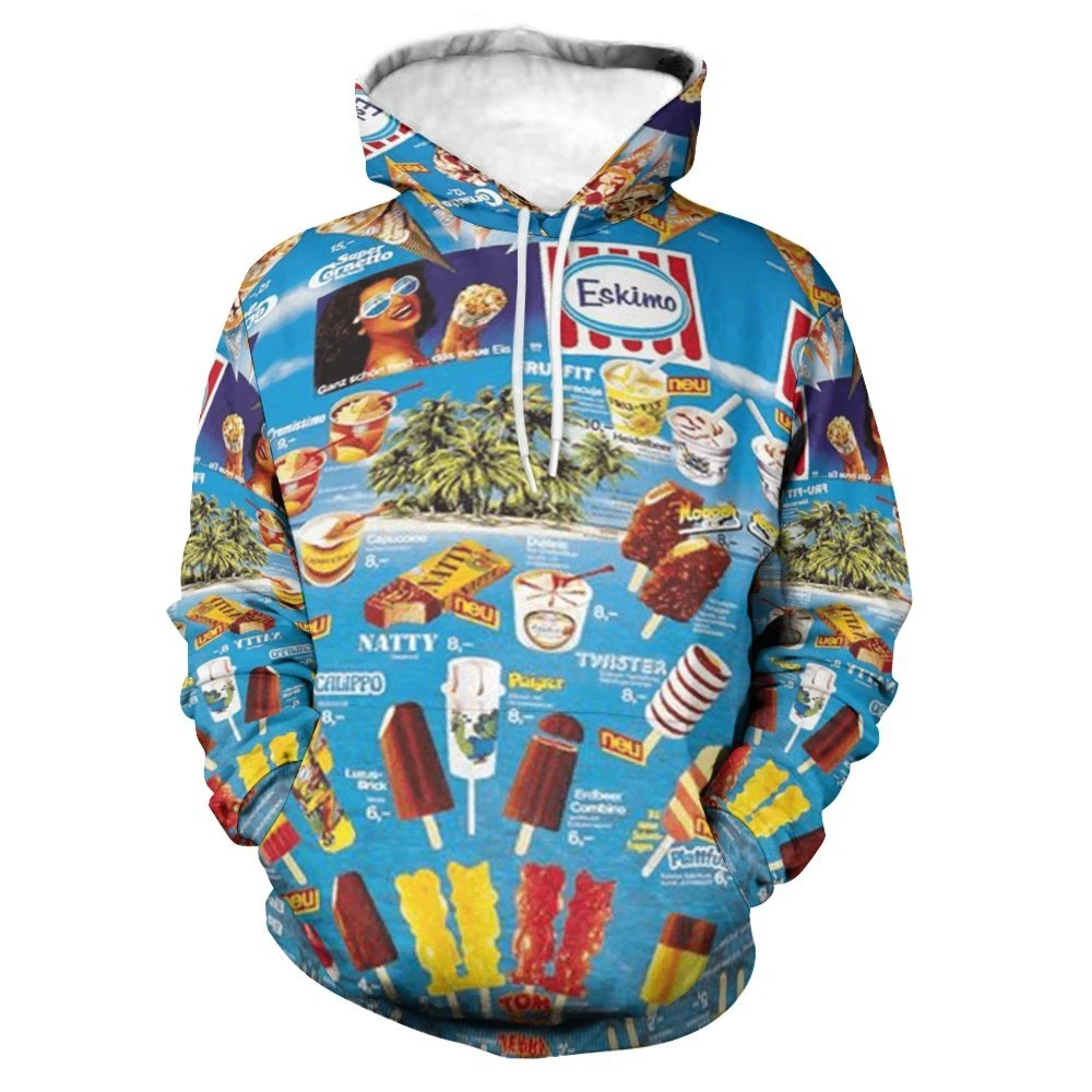 thumbnail image 1 of Sudadera con capucha Harajuku para hombre, estampado de helado en 3D, sudaderas casuales, sudaderas con capucha de gran tamaño y divertidas para primavera y otoño, jerséis de calle, 1 of 5