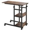 C-Shaped Mobile Sofa Bed Side Table Adjust Height 3-Tier Cart W/ Casters, Brake 1