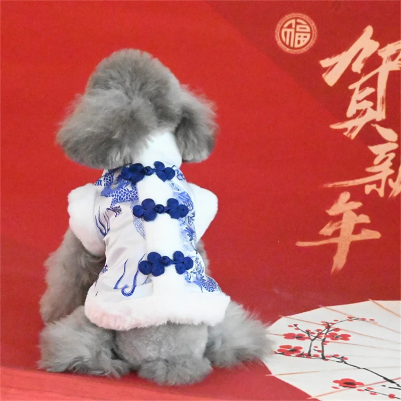 

Chinese New Year Dog Costume Winter Pet Clothes Coat Yorkshire Schnauzer Poodle Bichon Pomeranian Cat Puppy Clothing Tang Suit