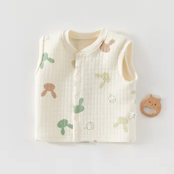 AYNIGIELL الفتيات سترة 2025 الخريف جديد الكورية بيبي بوي Webbed سترة دون أكمام 0-2 سنة موضة الطفل 2