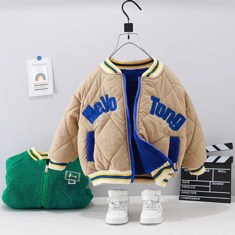 

Boys Down Coats Winter Children Thick Velvet Jackets Clothes For Baby 1 To 5 Years Old Kids Warm Double Faced Outerwear Parkas