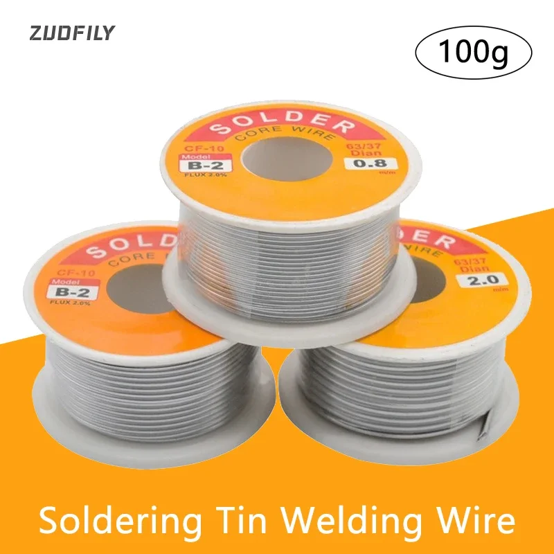 Soldering Wire Soldering Tin Wire Welding Wires 100g 0.5mm 0.6mm 0.8mm 1.0mm 1.2mm 1.5mm 2.0mm Soldering Tin Welding Wire Low Melting Soldering Rosin Solder Wire Roll