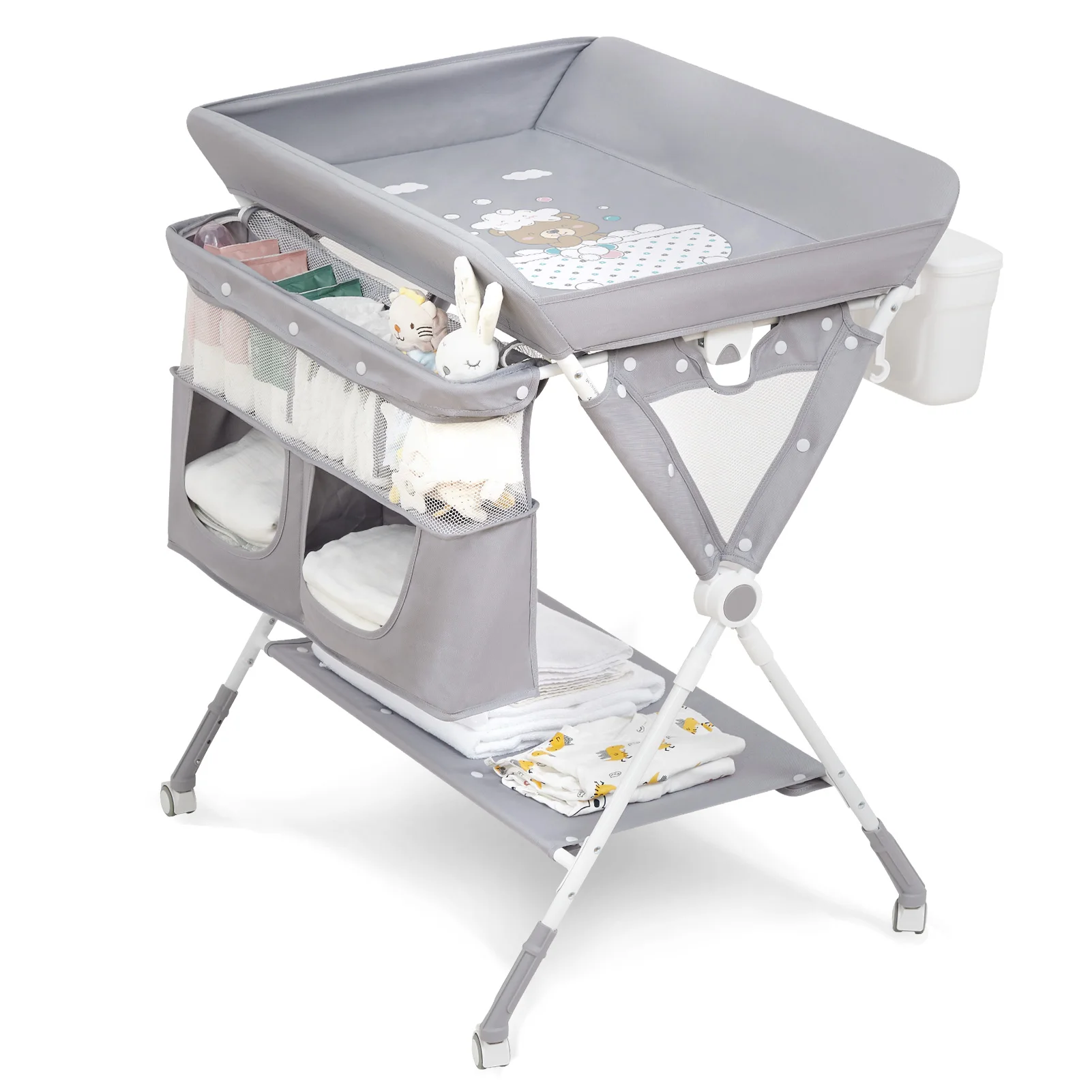 Baby Birth Folding Nursing Table Portable Baby Changing Table Foldable Diaper Changing Station Adjustable Height 1