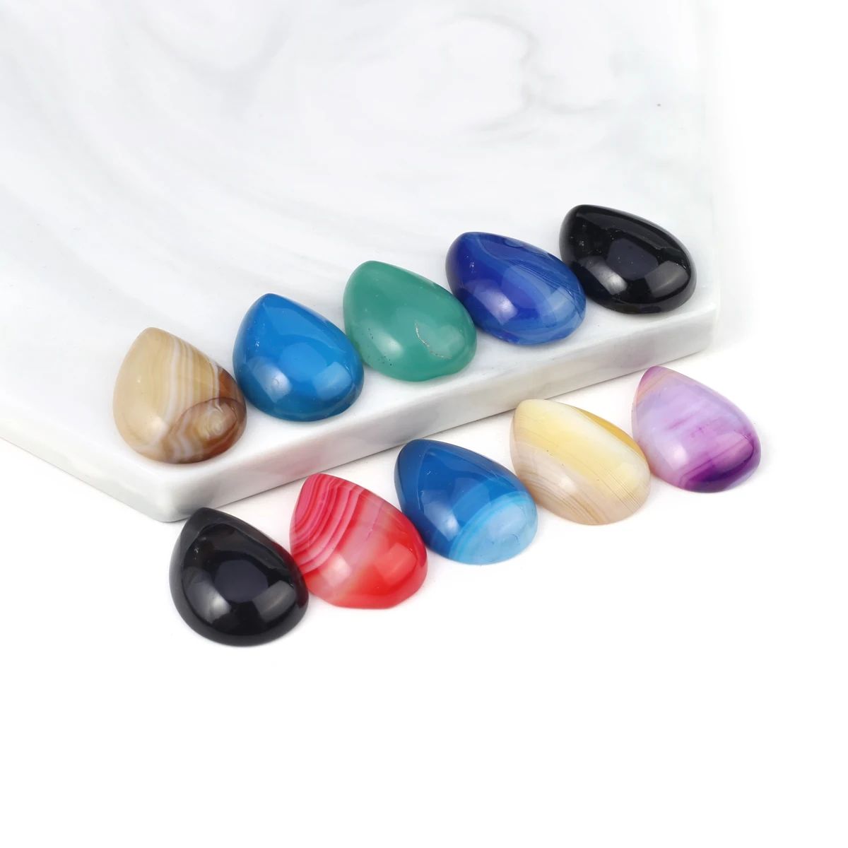 20PCS Wholesale Natural Stone Agate Water Droplets Shape Cabochon DIY for Making Necklace Ring Jewelry Findings