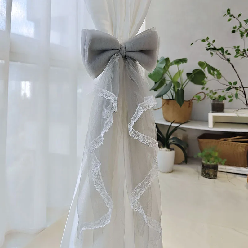 무타공 커튼브라켓Lace Bow Flower Window Curtain Tie Rope Backs, Holdbacks Buckle Clips Curtain Accessoires Holder Home Wedding Decor New