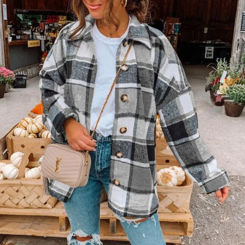 2023 Autumn Winter New Solid Color Fashion Turn-down Collar Long Sleeve Shirt Women Y2K Casual Button Loose All-match Cardigan
