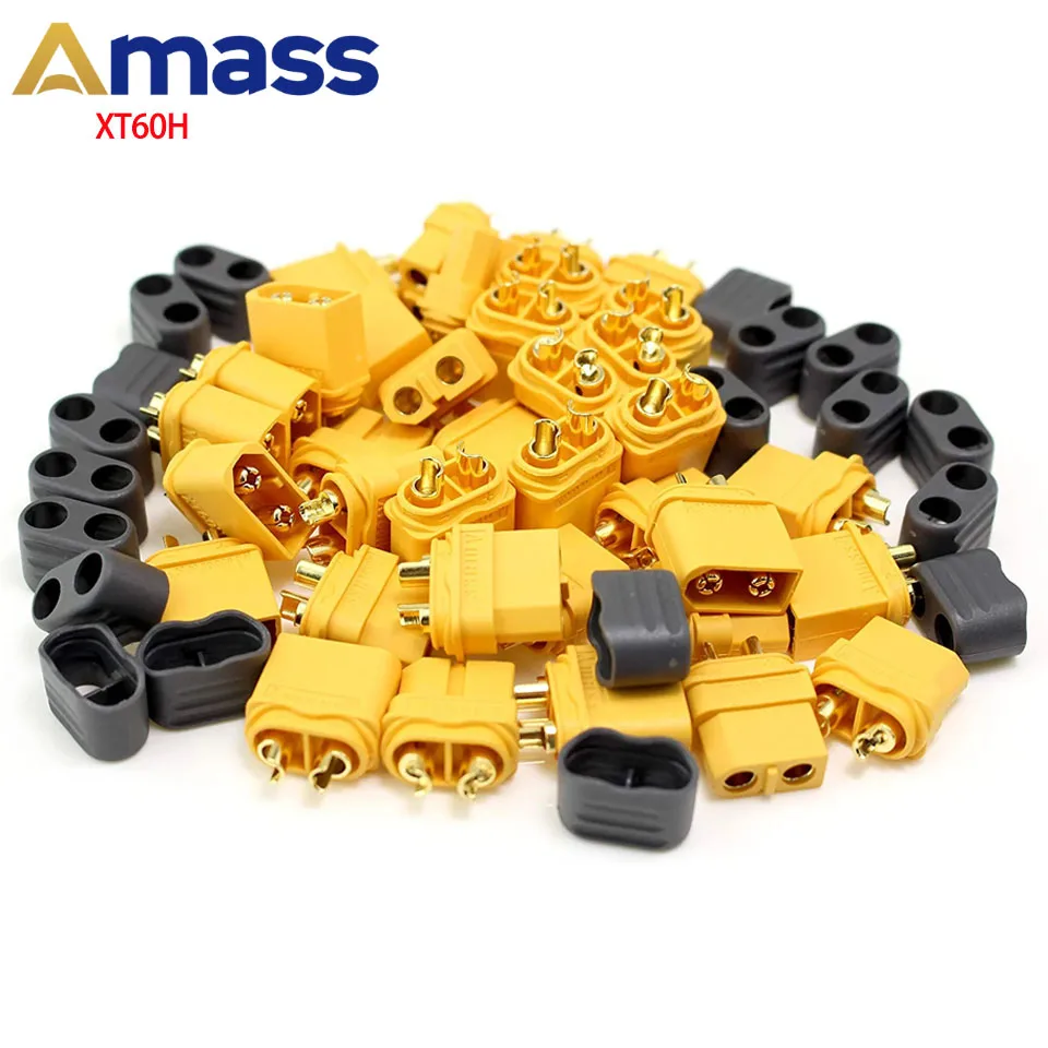 10pcs Amass XT60h 커넥터 XT60-T 플러그 (시스 하우징 포함) RC Lipo 배터리 rc 자동차 fpve 드론 용 여성/남성 XT60 플러그
